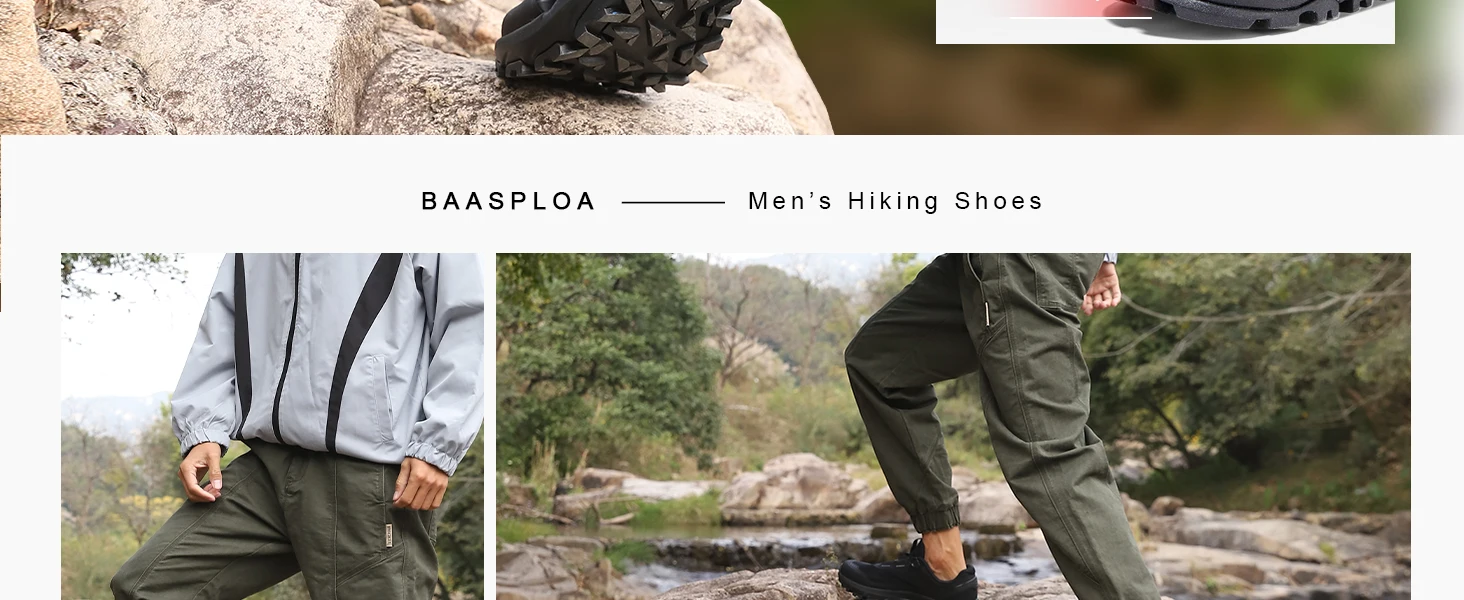 Baasploa Men Hiking Outdoor Sneakers New High Quality Trekking Climbing Shoes Male Rotating Button Luxury Designer Outdoor Shoes