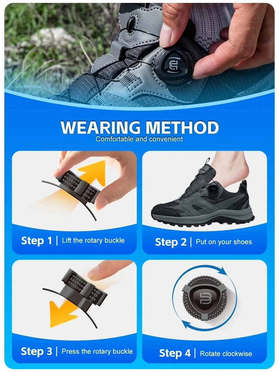 Baasploa Men Hiking Outdoor Sneakers New High Quality Trekking Climbing Shoes Male Rotating Button Luxury Designer Outdoor Shoes