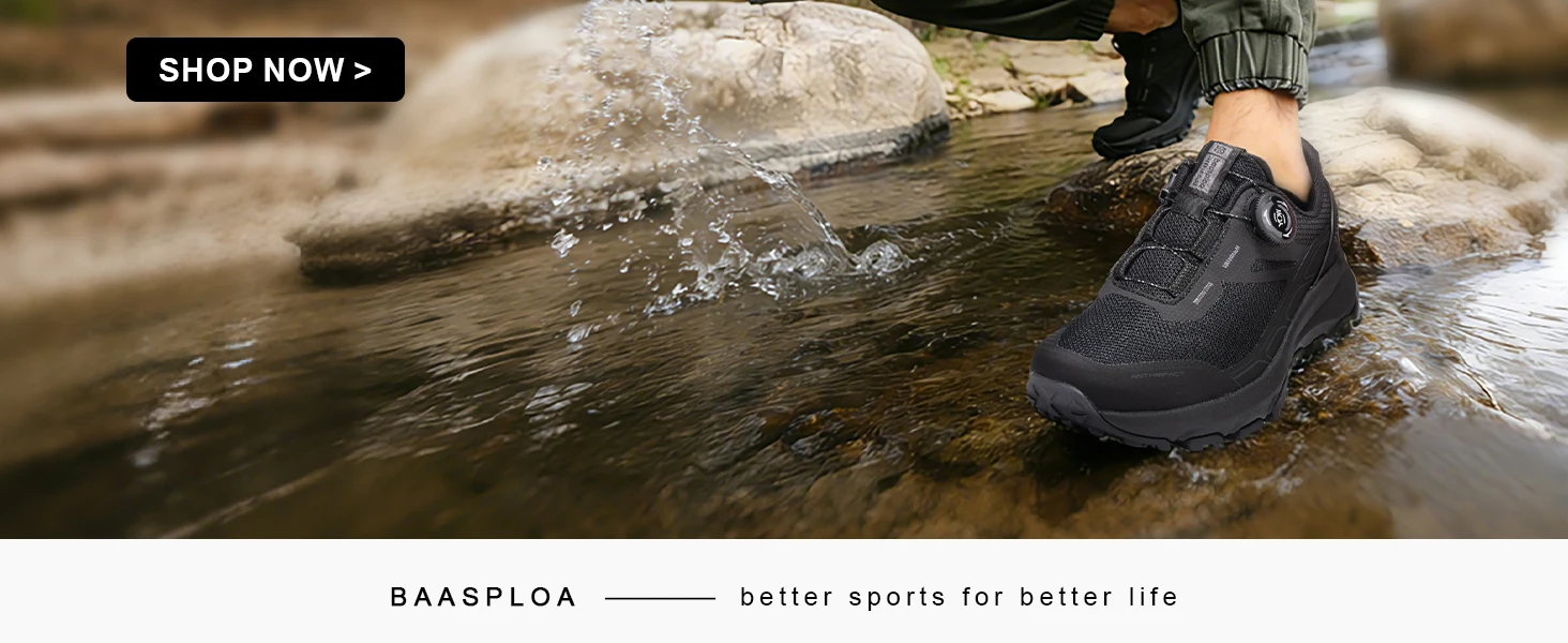 Baasploa Men Hiking Outdoor Sneakers New High Quality Trekking Climbing Shoes Male Rotating Button Luxury Designer Outdoor Shoes