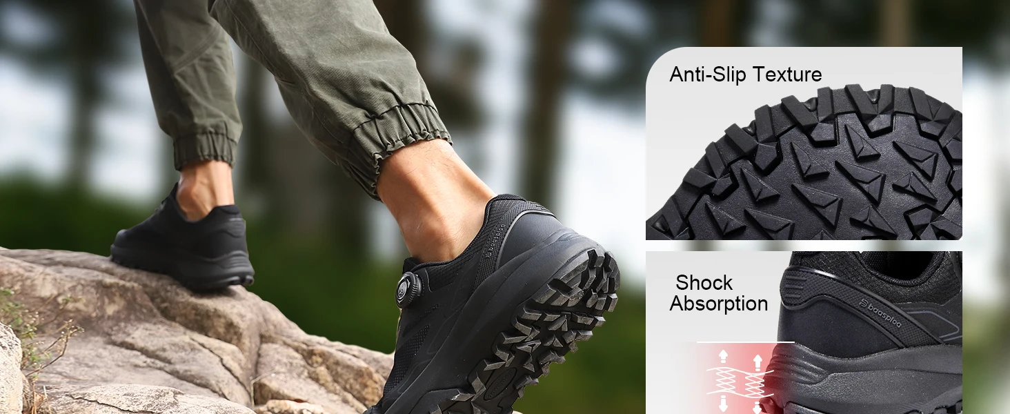 Baasploa Men Hiking Outdoor Sneakers New High Quality Trekking Climbing Shoes Male Rotating Button Luxury Designer Outdoor Shoes