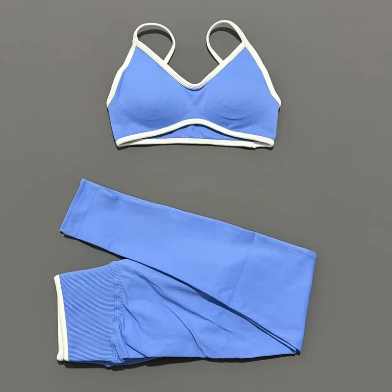 2Pcs Women Yoga Set Seamless Halter Strappy Push Up Backless Butt Lifting Scrunch Booty Lift Gym Fitness Active Athletic Shorts