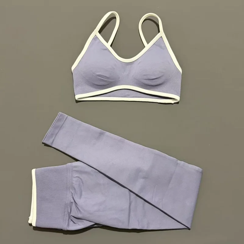 2Pcs Women Yoga Set Seamless Halter Strappy Push Up Backless Butt Lifting Scrunch Booty Lift Gym Fitness Active Athletic Shorts
