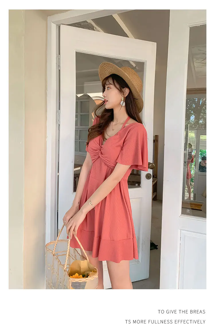 Fashionable split swimsuit hot spring swimming casual beach women's swimsuit plus size loose belly covering slimming swimsuit