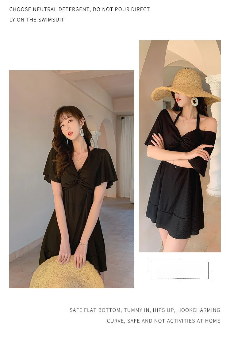 Fashionable split swimsuit hot spring swimming casual beach women's swimsuit plus size loose belly covering slimming swimsuit
