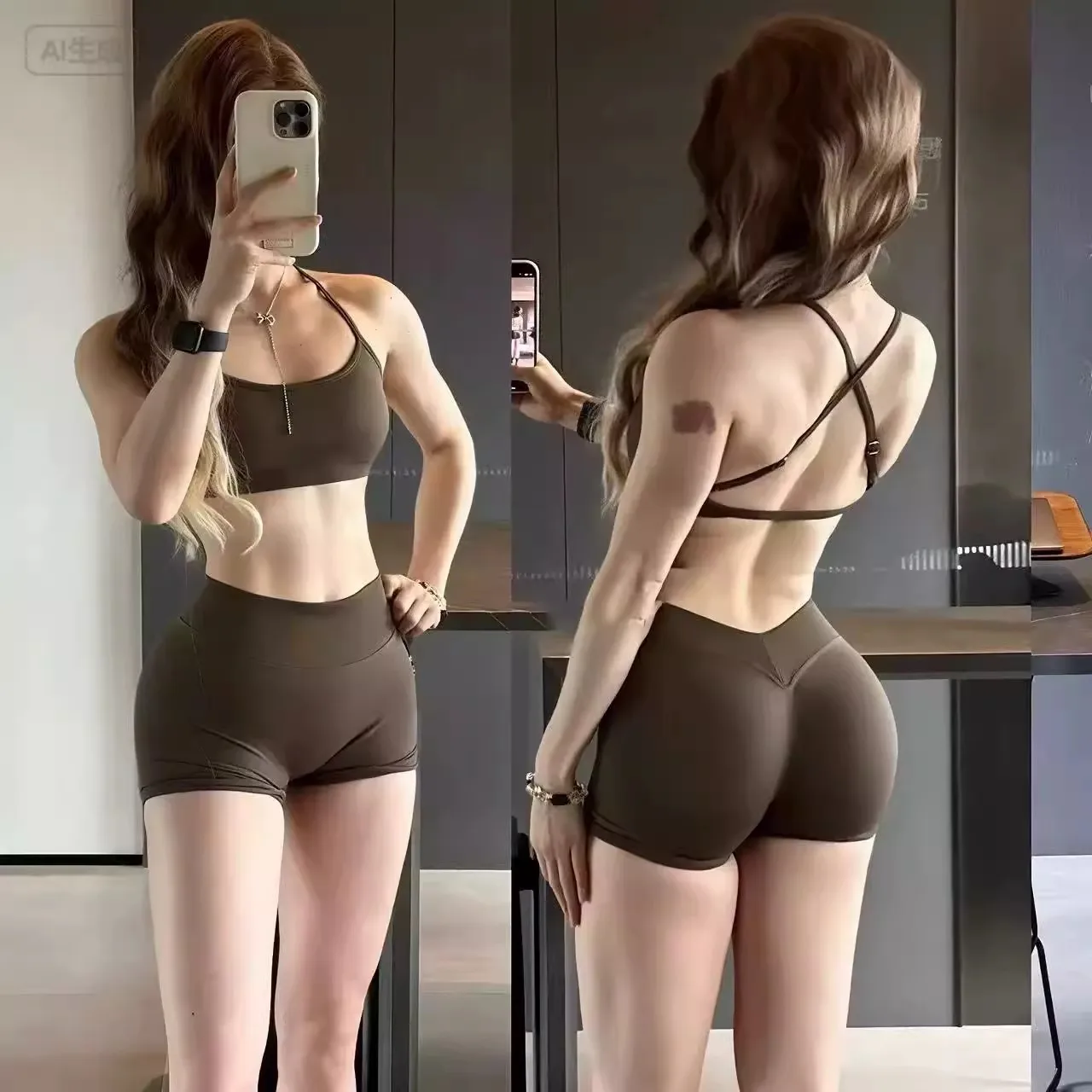 European & American Style Butt Lifting Shorts, Back V-Waist Fitness Shorts, Breathable Push-Up Booty Pants for Workout, Weight L