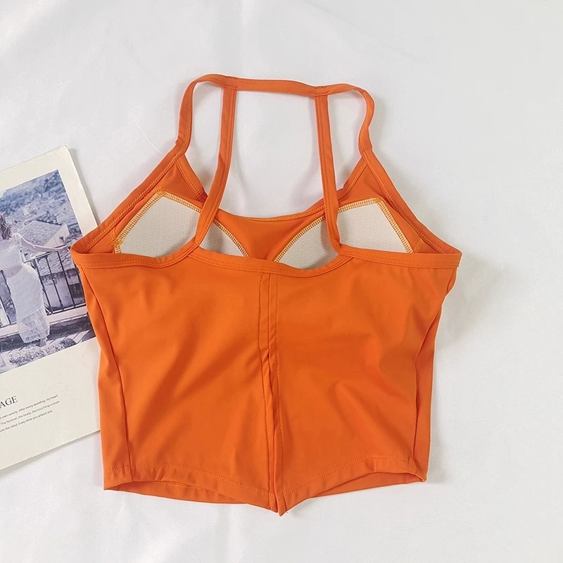 Women's Sexy Halter Sports Bra Tank - Built-in Pads, Strappy Yoga Pilates Gym Top, Outerwear-Friendly
