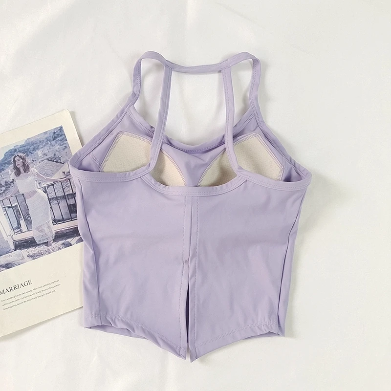 Women's Sexy Halter Sports Bra Tank - Built-in Pads, Strappy Yoga Pilates Gym Top, Outerwear-Friendly