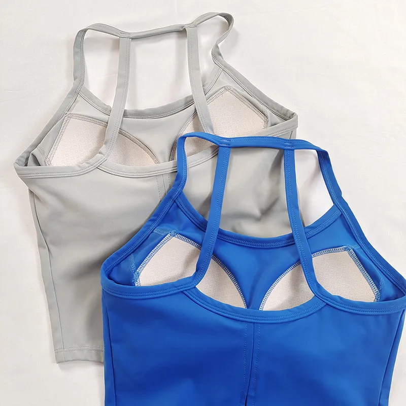 Women's Sexy Halter Sports Bra Tank - Built-in Pads, Strappy Yoga Pilates Gym Top, Outerwear-Friendly