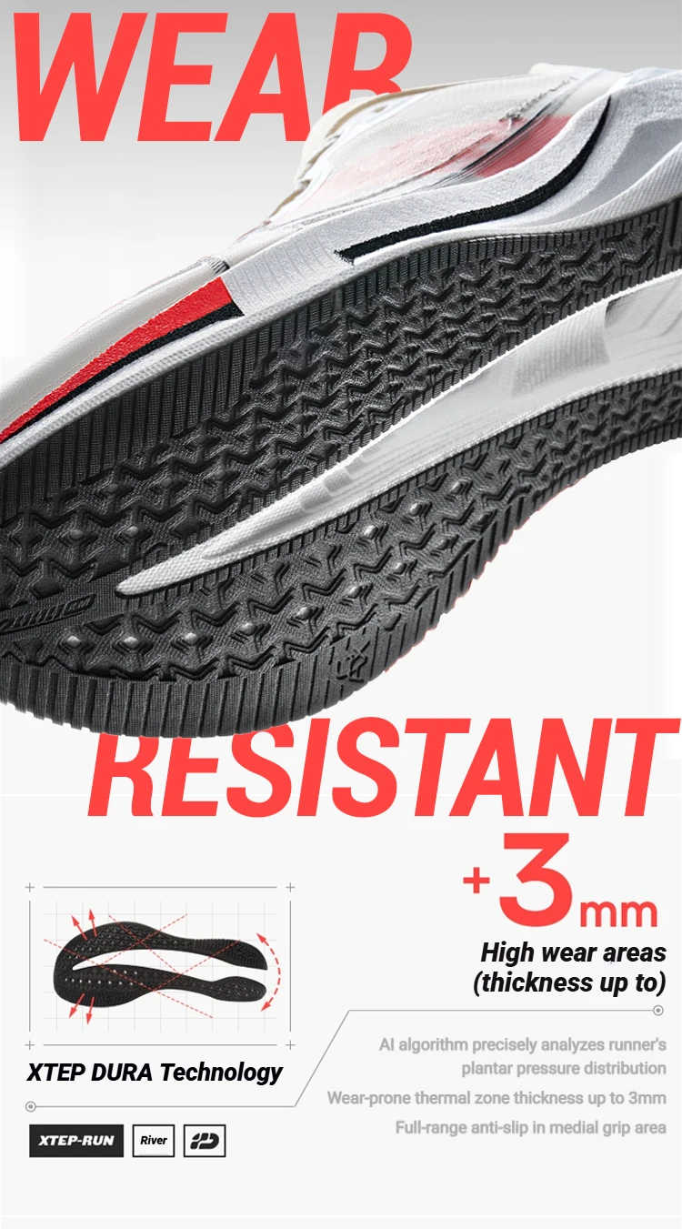 Xtep 2000km 5.0 Jogging Running Shoes For Women Cushion Fashion Color Durable Resistant Elasticity Sole Sneakers 874118110024
