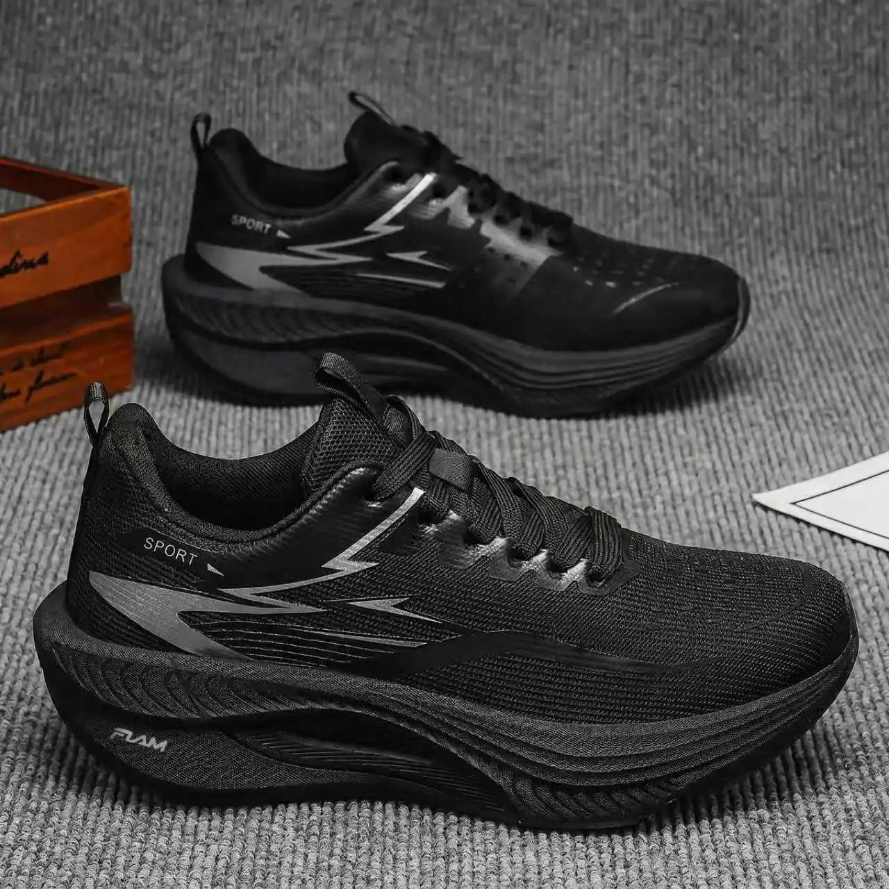 Marathon Racing Shoes Men Elastic Cushion Mesh Trainers