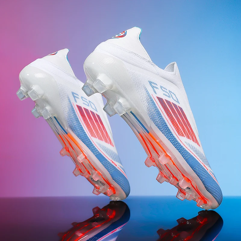Men Football Boots Training Cleats Soccer Shoes FG Ultralight Breathable Drop Shipping Match Sport Long Spikes Indoor Sneakers