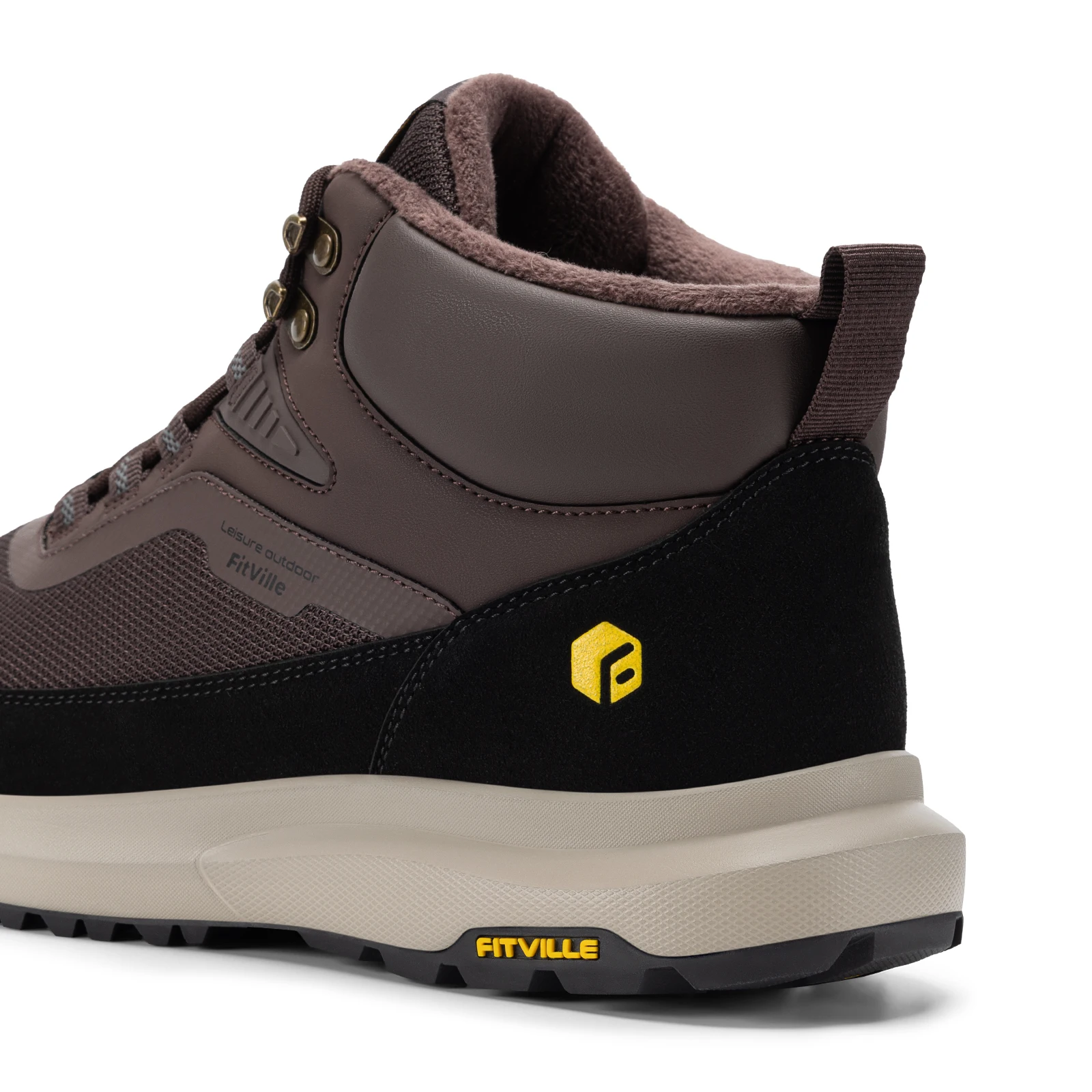 FitVille Extra Wide Hiking Shoes Mid-top Leather Climbing Shoes for Men Water-resistant Trekking Boots Arche Support Non-Slip