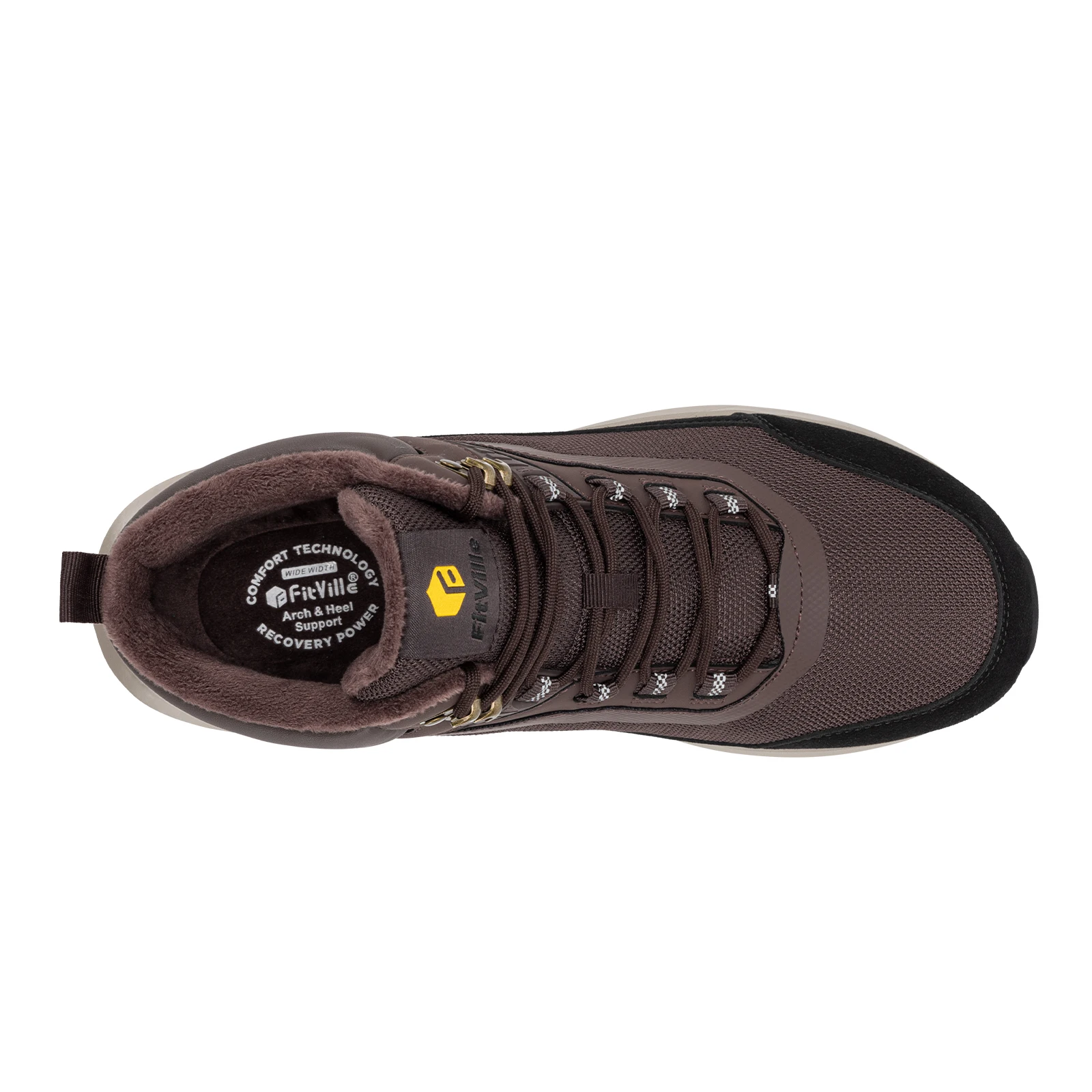 FitVille Extra Wide Hiking Shoes Mid-top Leather Climbing Shoes for Men Water-resistant Trekking Boots Arche Support Non-Slip