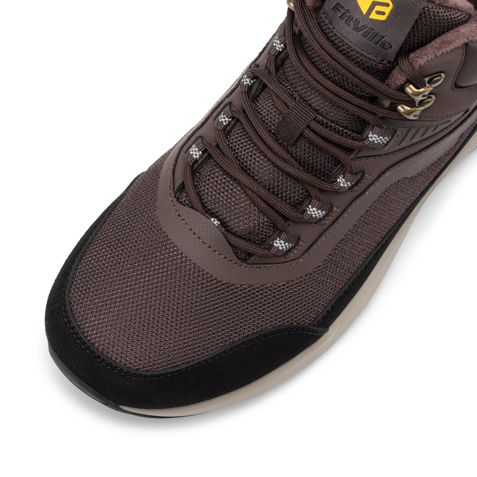 FitVille Extra Wide Hiking Shoes Mid-top Leather Climbing Shoes for Men Water-resistant Trekking Boots Arche Support Non-Slip
