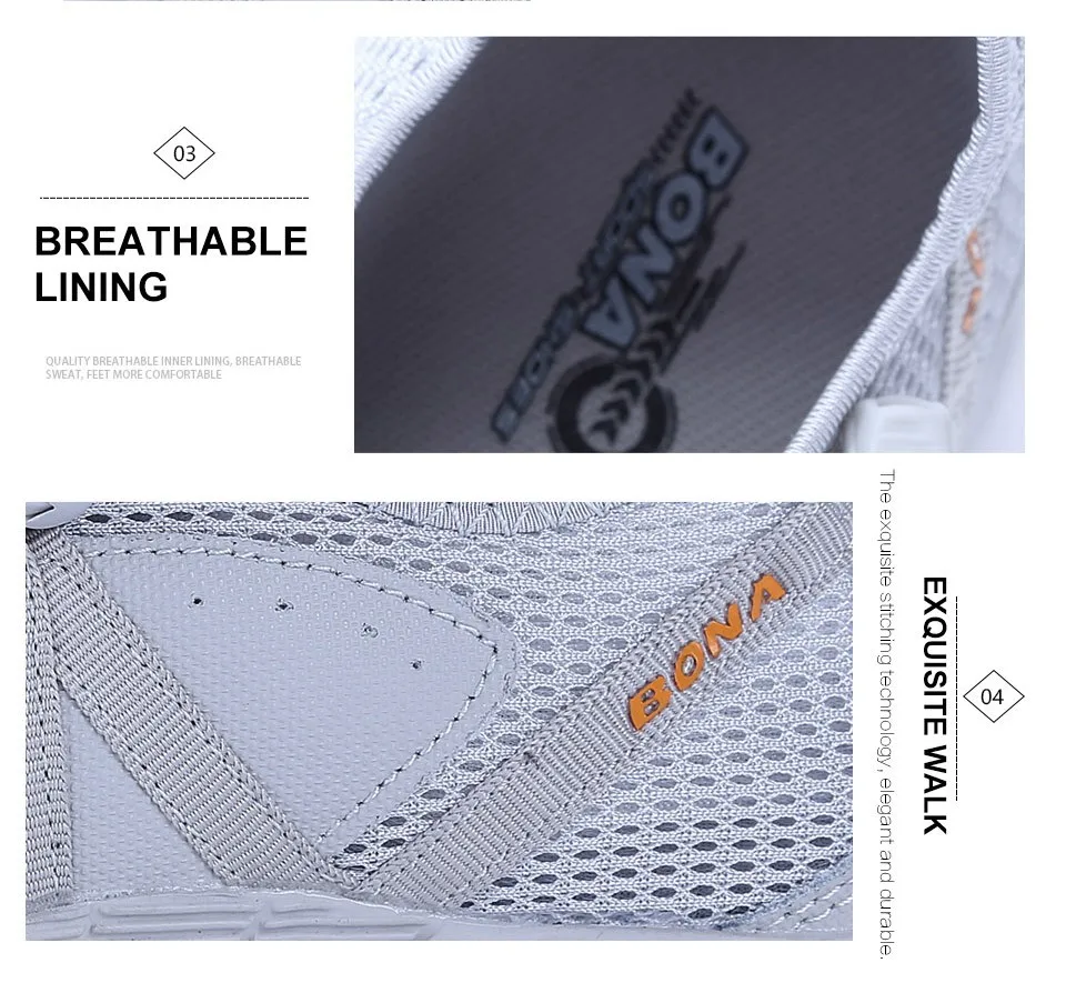 BONA New Popular Style Men Running Shoes Lace Up Athletic Shoes Outdoor Walking Jogging Sneakers Comfortable