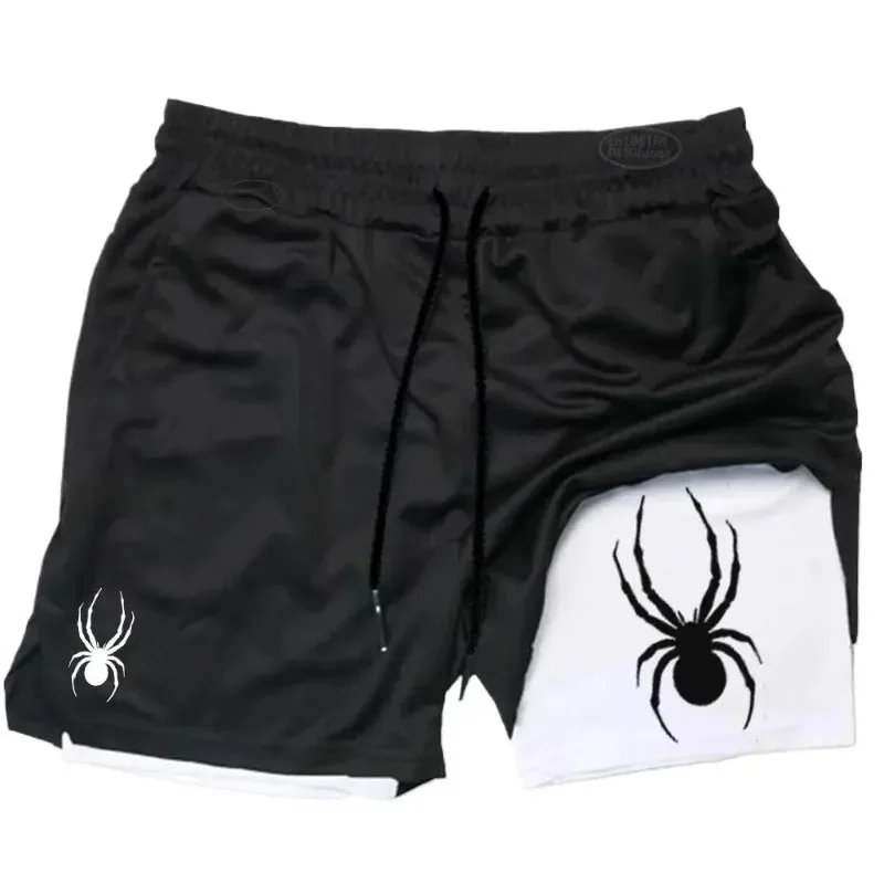 Summer for Men Shorts 2-in-1 Gym Breathable Running Jogging Casual Sportswear Quick Dry Fitness Double Layer Fashion Double Deck