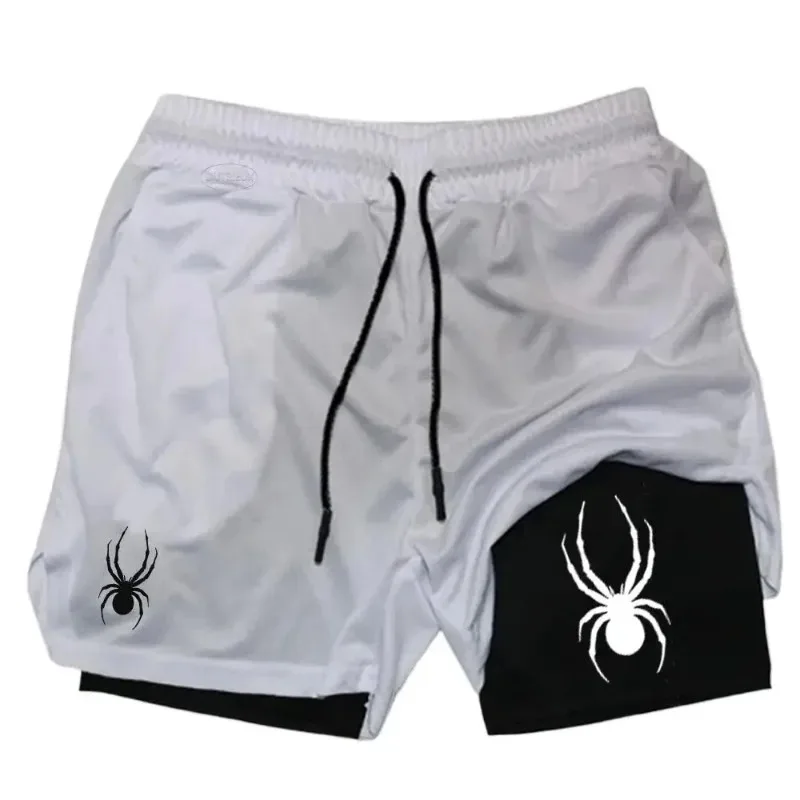 Summer for Men Shorts 2-in-1 Gym Breathable Running Jogging Casual Sportswear Quick Dry Fitness Double Layer Fashion Double Deck
