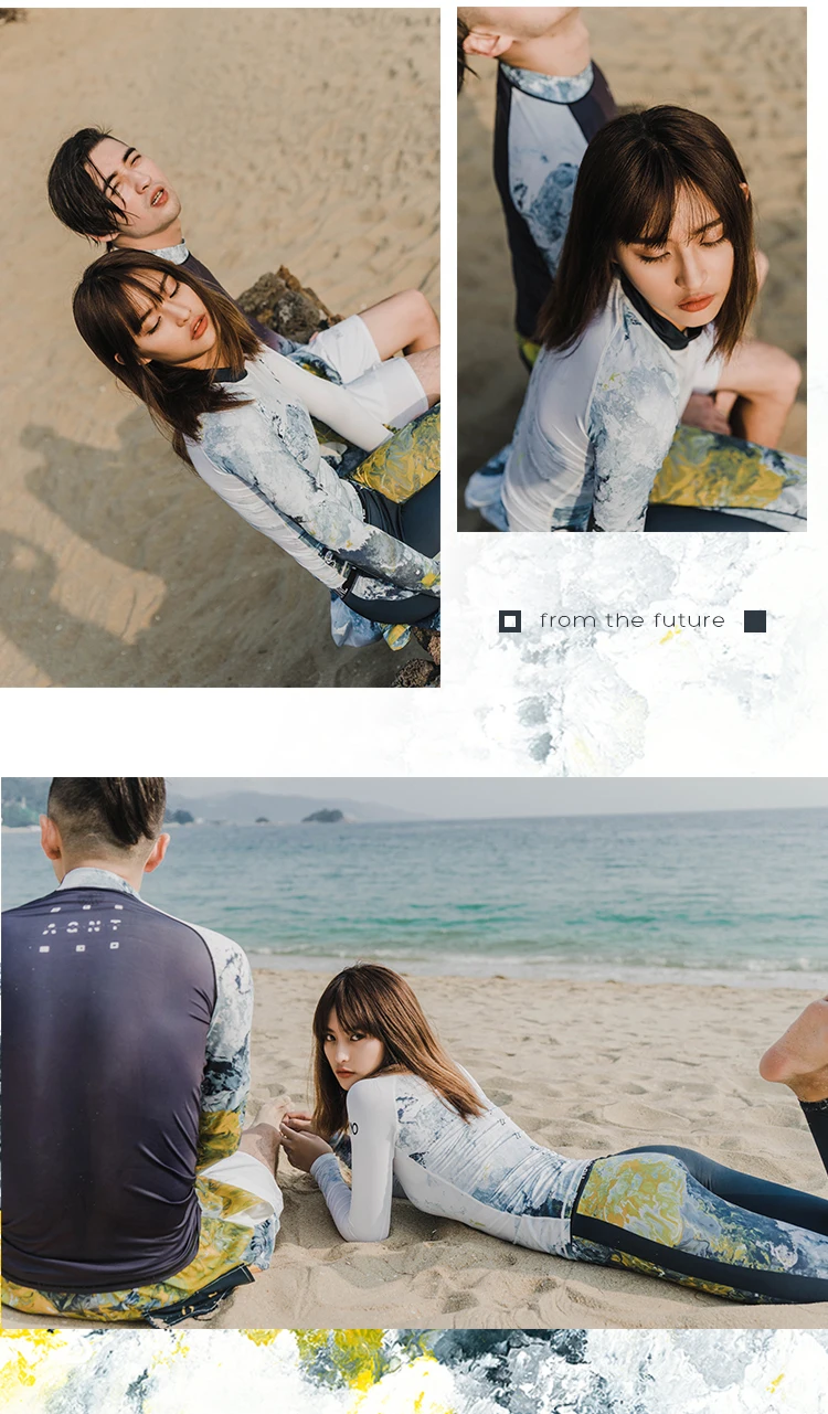 Nu-June Women Long Sleeve Rashguard Swimwear Print Surfing Top Diving Shirt Quick Dry Running Biking Rash Guard UPF50+ Swimsuit