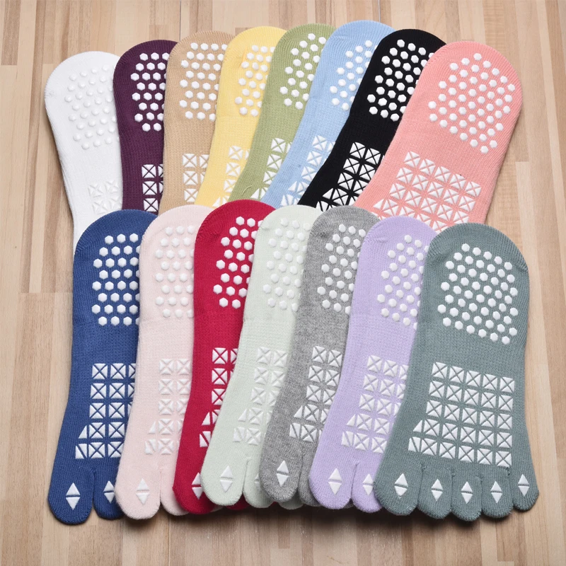 Professional Breathable Five Toe Pilates Socks Fitness Non-Slip Bandage Yoga Socks Women Backless Ballet Dance Workout Socks