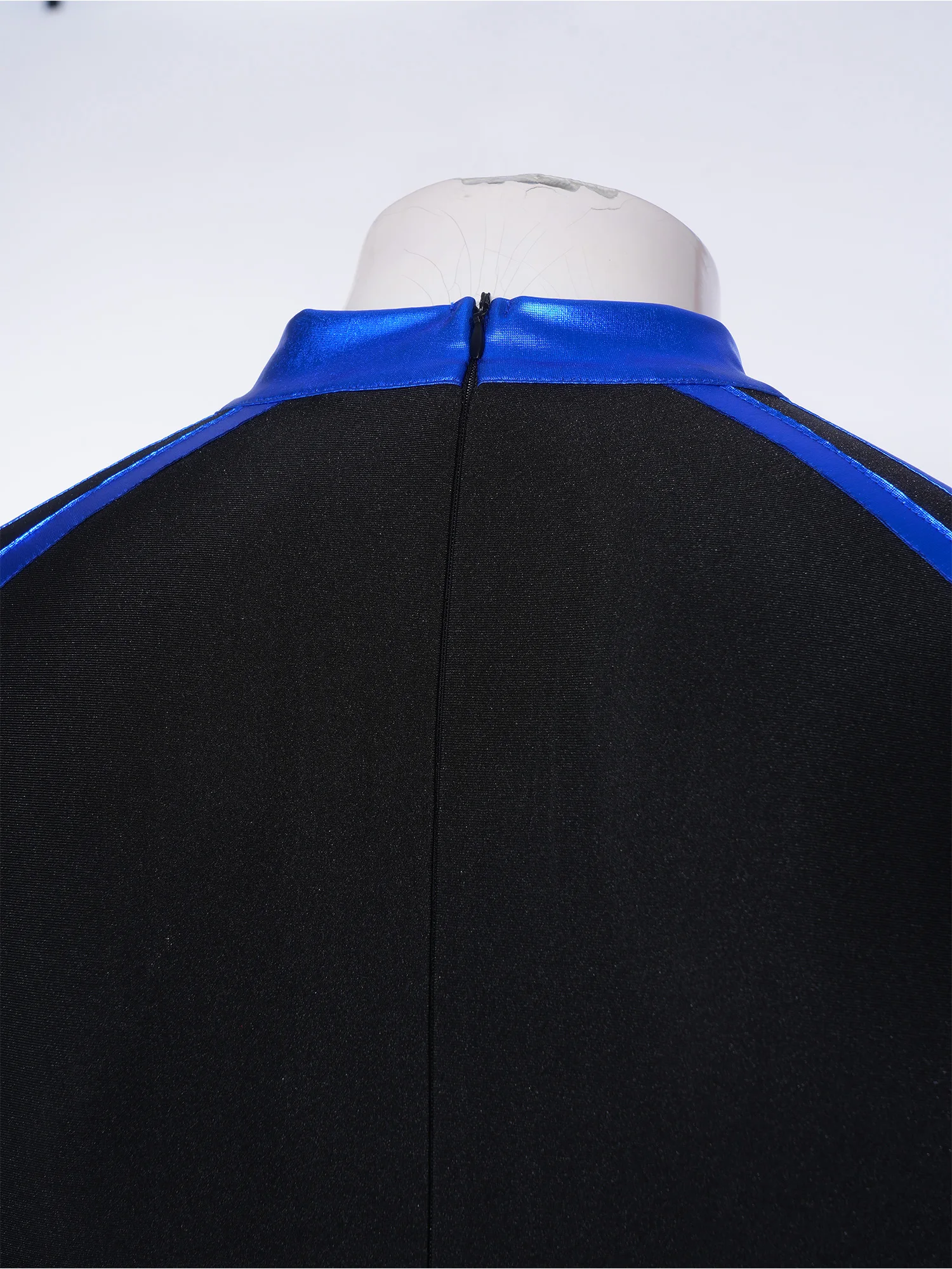 Men Long Sleeve Shiny Rhinestone Sheer Mesh Figure Skating Bodysuit Latin Dance Cha-cha Ballet Gymnastics Leotard Dancewear