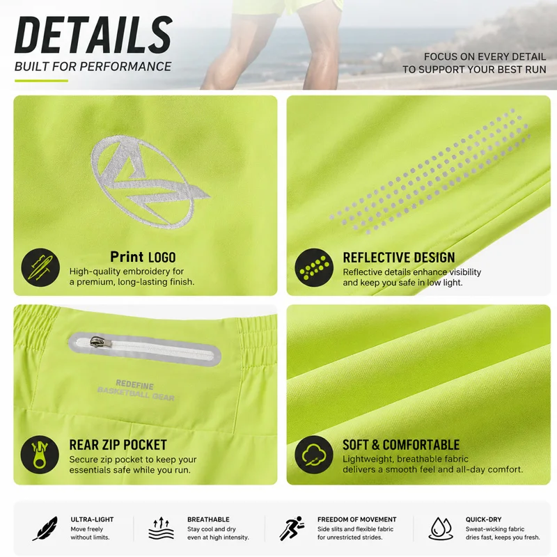 Breathable Running Pants With Reflective Strips Back Pocket Lightweight Sports Trousers Fitness Joggers Outdoor Athletic Pants