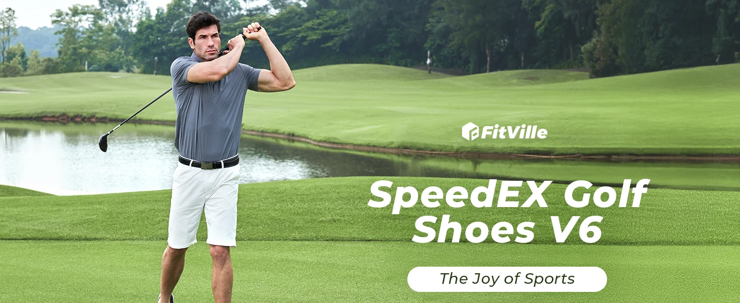 Fitville Professional Men's Golf Shoes Extra Wide Toe Casual Golfer Sneakers Cushioned Water Resistant Sport Shoes for Men