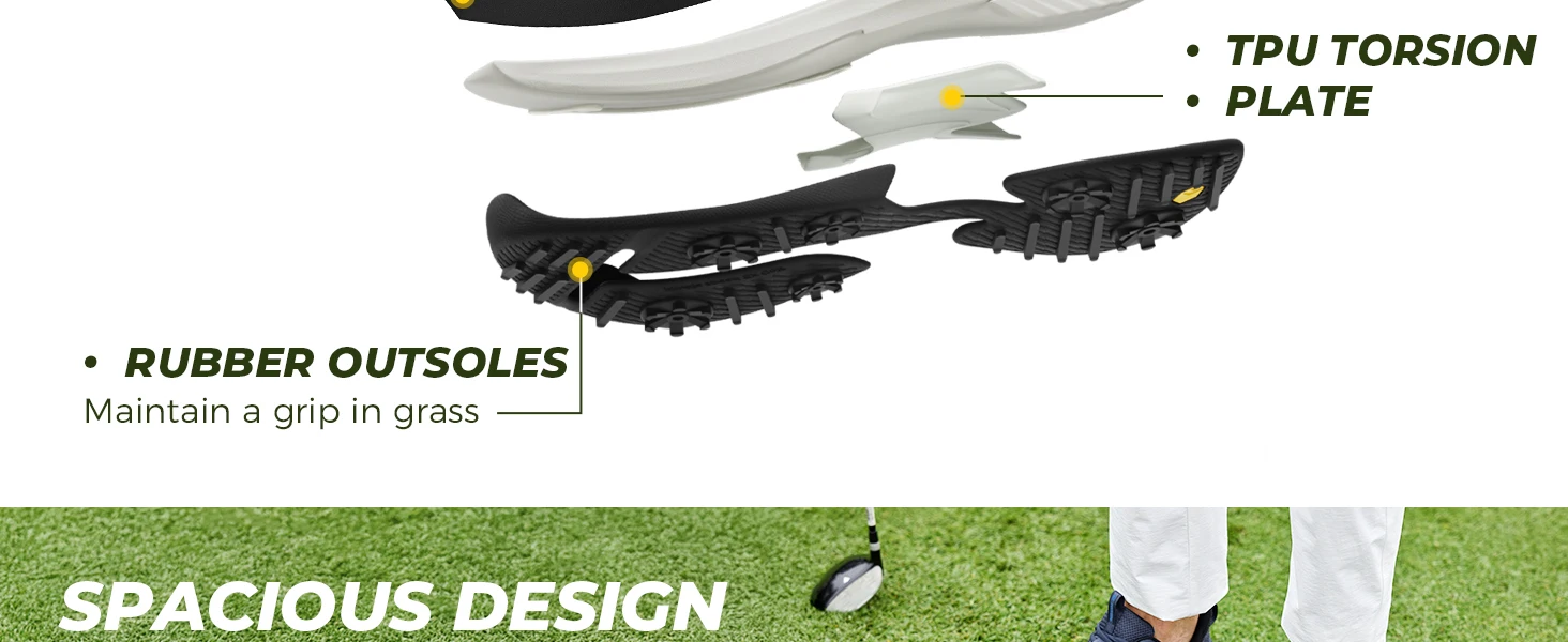 Fitville Professional Men's Golf Shoes Extra Wide Toe Casual Golfer Sneakers Cushioned Water Resistant Sport Shoes for Men
