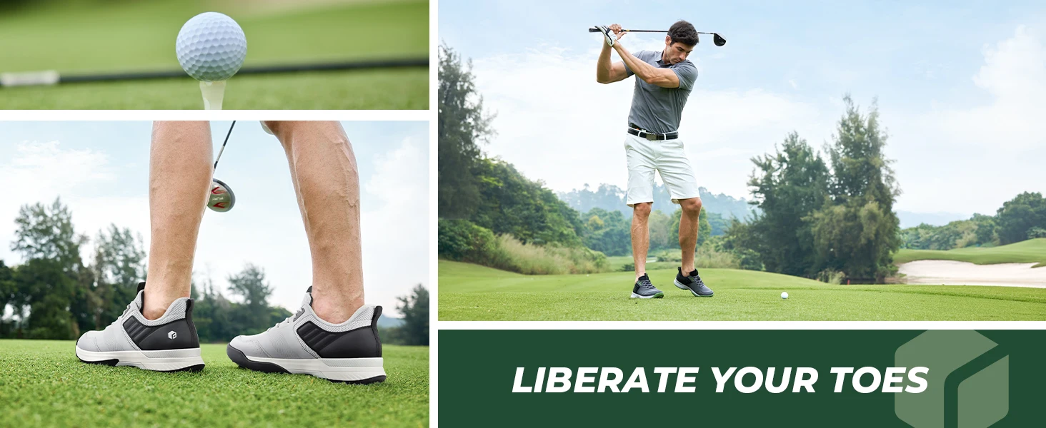 Fitville Professional Men's Golf Shoes Extra Wide Toe Casual Golfer Sneakers Cushioned Water Resistant Sport Shoes for Men