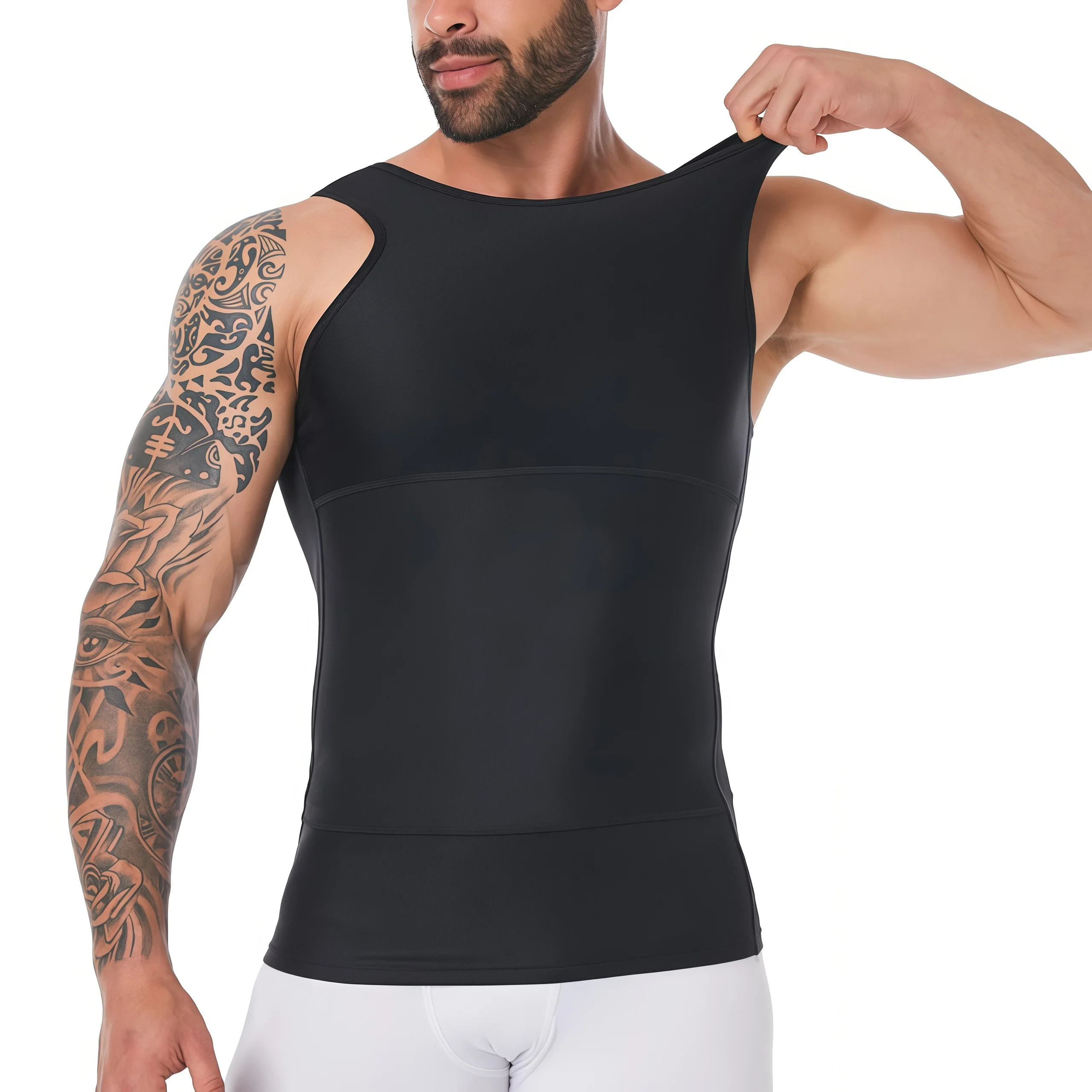Men's Compression Tank Top Vest, Slimming Body Shaper Undershirt, Abs Abdomen Chest Control Workout Shapewear for Daily Fitness