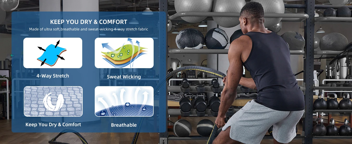 Men's Compression Tank Top Vest, Slimming Body Shaper Undershirt, Abs Abdomen Chest Control Workout Shapewear for Daily Fitness