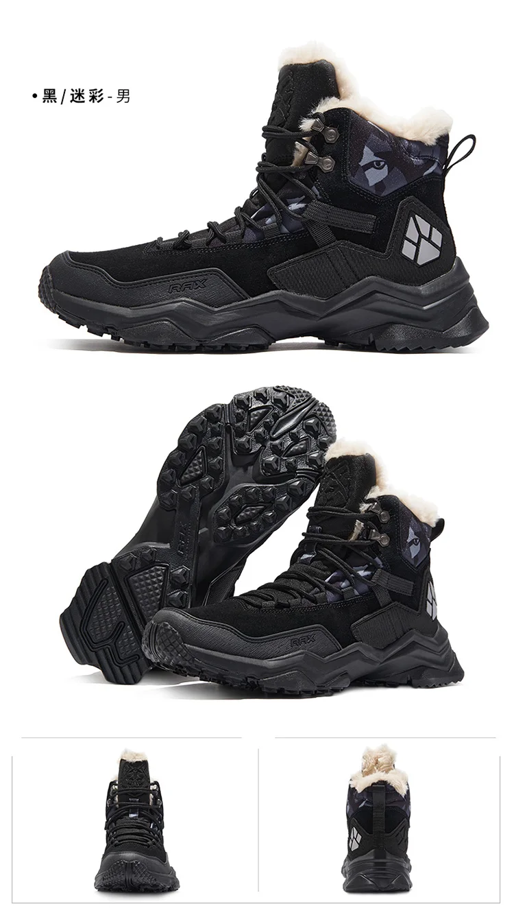 RAX Men Hiking Shoes winter Waterproof Outdoor Sneaker Men Leather Trekking Boots Trail Camping Climbing snow Sneakers Women