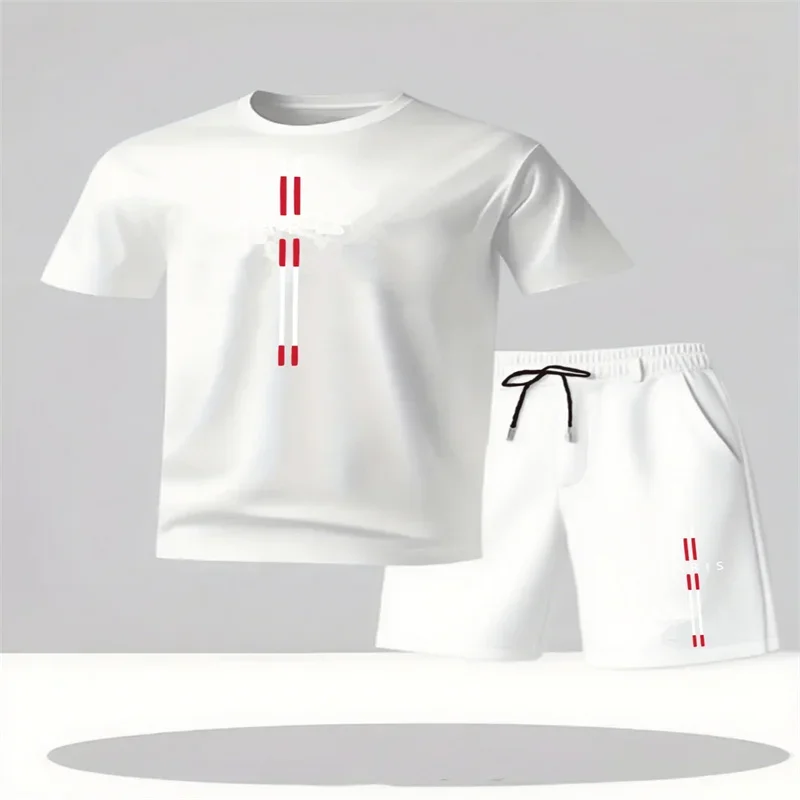 2026 Men's Set New Fashion Sports Set Men's Sports Shirt Set Men's Round Neck Short Sleeve Shorts Sports Set 2-piece Set
