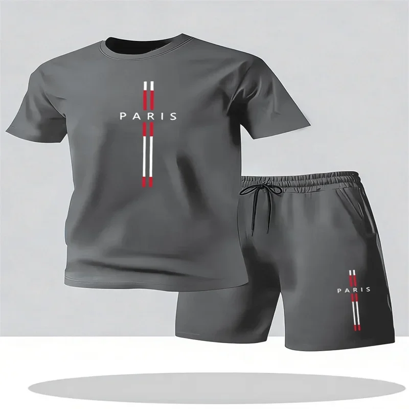 2026 Men's Set New Fashion Sports Set Men's Sports Shirt Set Men's Round Neck Short Sleeve Shorts Sports Set 2-piece Set
