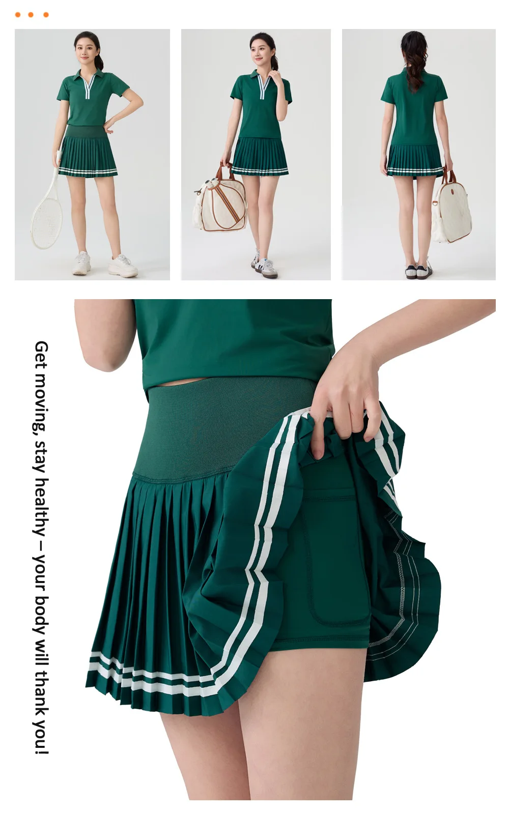 Plus-Size Women's High-Waisted Sports Skirt with Tummy Control, Anti-Exposure, Pockets, Color-Blocking, Yoga, Outdoor, Tennis, Pleated Skirt