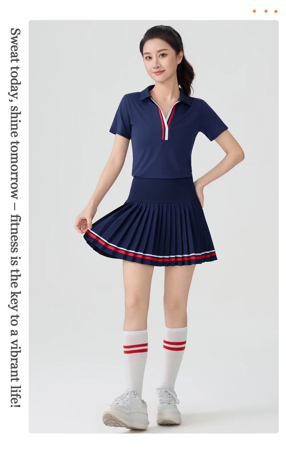Plus-Size Women's High-Waisted Sports Skirt with Tummy Control, Anti-Exposure, Pockets, Color-Blocking, Yoga, Outdoor, Tennis, Pleated Skirt