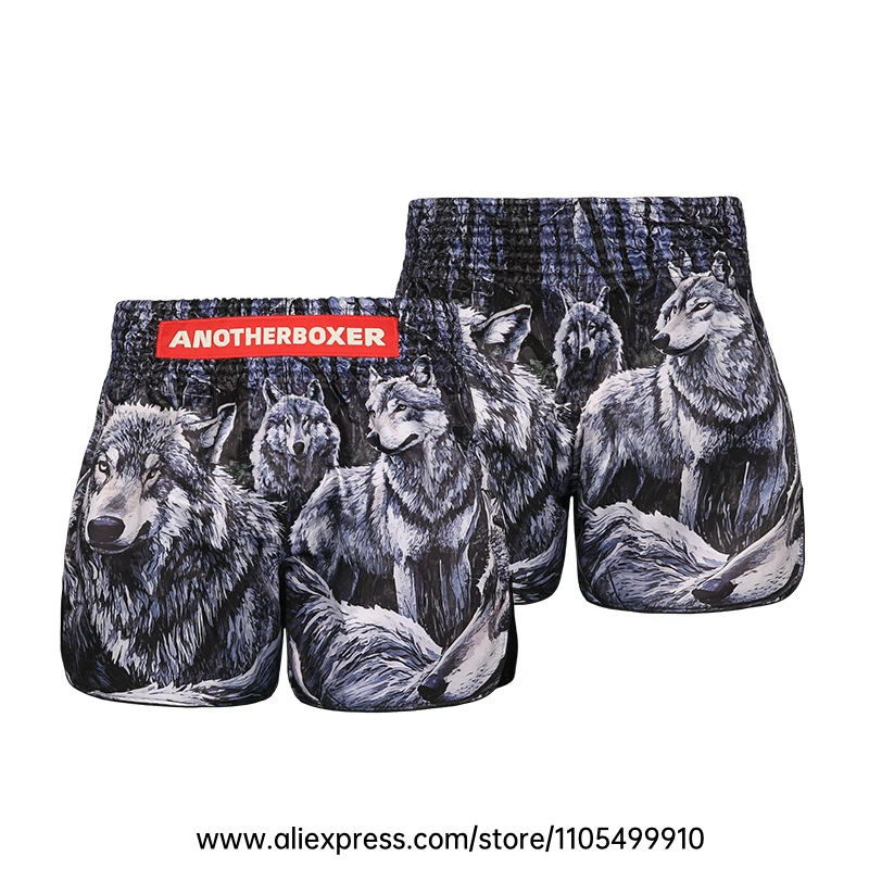 Muay Thai Shorts Men Women Youth Satin Boxing Trunks with Fire Snake Print Thai Letter Embroidery Elastic Waist Kickboxing Pants