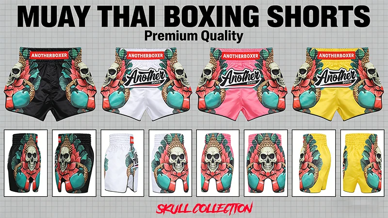 Muay Thai Shorts Men Women Youth Satin Boxing Trunks with Fire Snake Print Thai Letter Embroidery Elastic Waist Kickboxing Pants