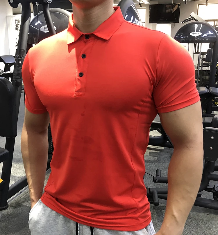Summer Men Polo T-shirt Gym Running Training Fitness Bodybuilding Casual Sport Top Quality Cotton Short Sleeve Male Tops Tees