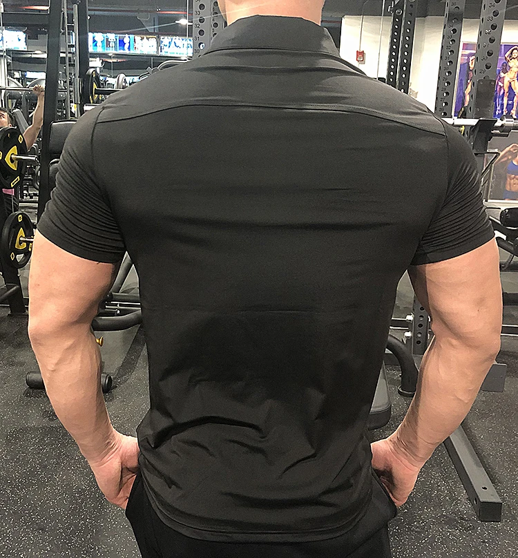 Summer Men Polo T-shirt Gym Running Training Fitness Bodybuilding Casual Sport Top Quality Cotton Short Sleeve Male Tops Tees