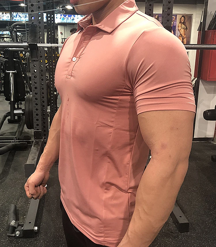 Summer Men Polo T-shirt Gym Running Training Fitness Bodybuilding Casual Sport Top Quality Cotton Short Sleeve Male Tops Tees