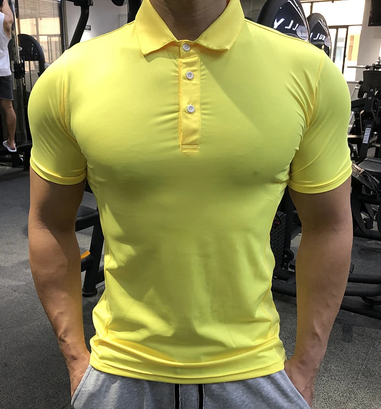 Summer Men Polo T-shirt Gym Running Training Fitness Bodybuilding Casual Sport Top Quality Cotton Short Sleeve Male Tops Tees