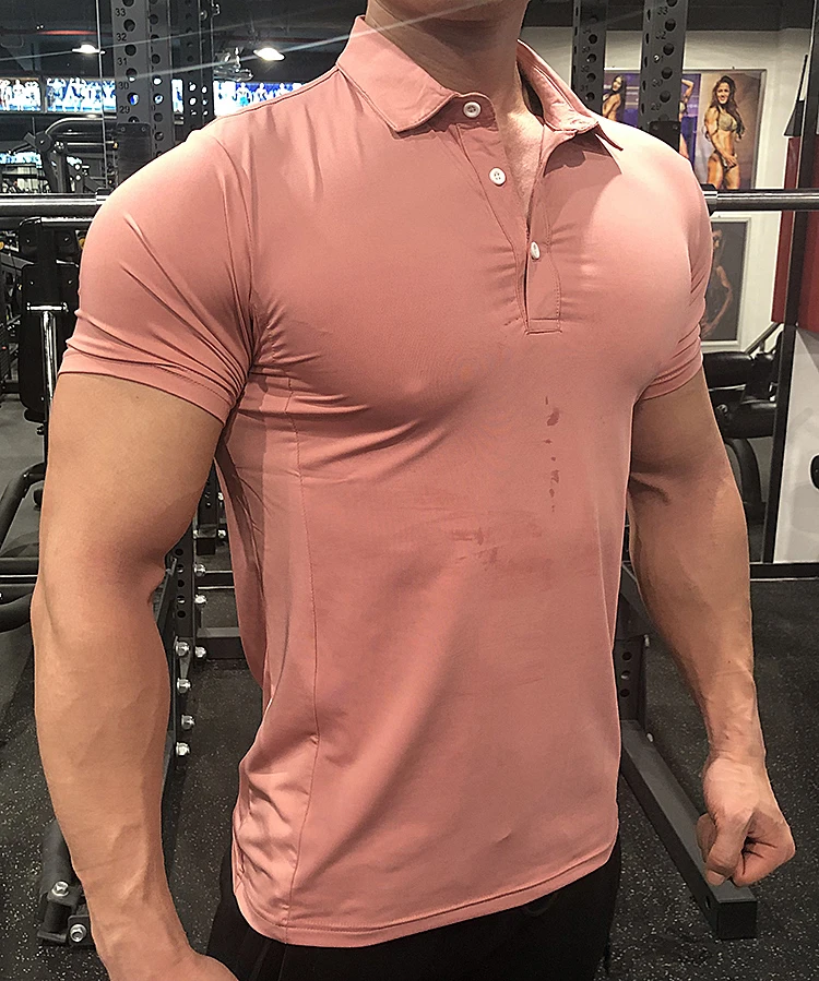 Summer Men Polo T-shirt Gym Running Training Fitness Bodybuilding Casual Sport Top Quality Cotton Short Sleeve Male Tops Tees