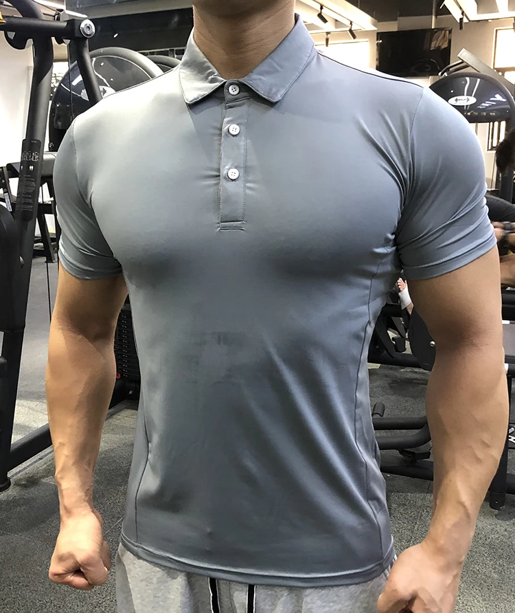 Summer Men Polo T-shirt Gym Running Training Fitness Bodybuilding Casual Sport Top Quality Cotton Short Sleeve Male Tops Tees