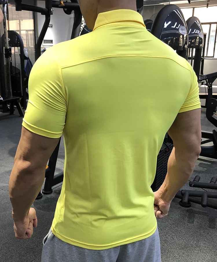 Summer Men Polo T-shirt Gym Running Training Fitness Bodybuilding Casual Sport Top Quality Cotton Short Sleeve Male Tops Tees