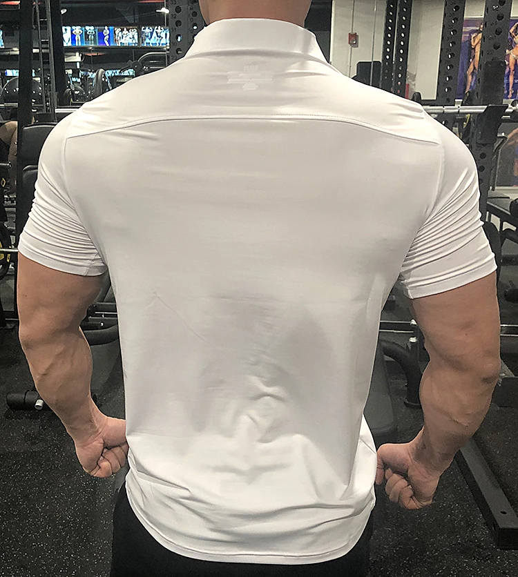 Summer Men Polo T-shirt Gym Running Training Fitness Bodybuilding Casual Sport Top Quality Cotton Short Sleeve Male Tops Tees