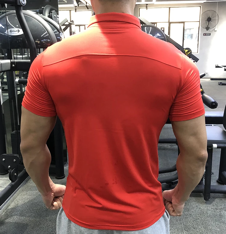 Summer Men Polo T-shirt Gym Running Training Fitness Bodybuilding Casual Sport Top Quality Cotton Short Sleeve Male Tops Tees