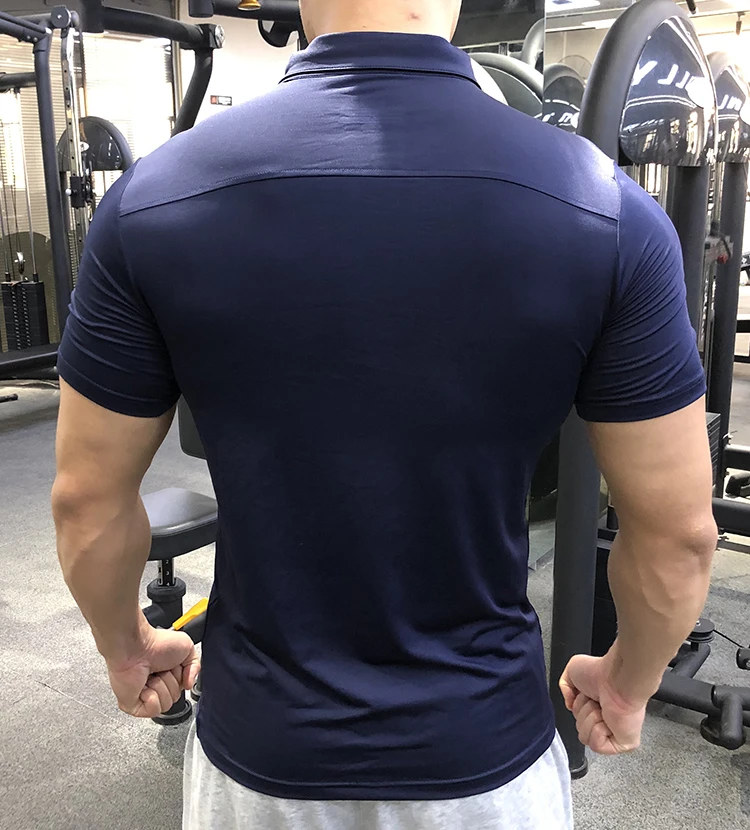 Summer Men Polo T-shirt Gym Running Training Fitness Bodybuilding Casual Sport Top Quality Cotton Short Sleeve Male Tops Tees