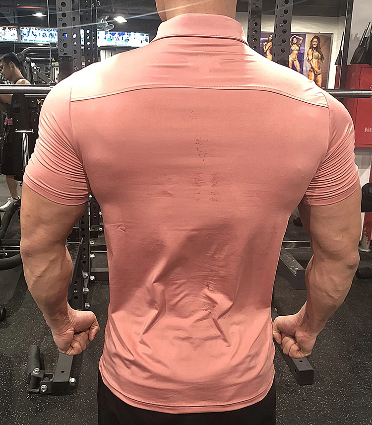 Summer Men Polo T-shirt Gym Running Training Fitness Bodybuilding Casual Sport Top Quality Cotton Short Sleeve Male Tops Tees