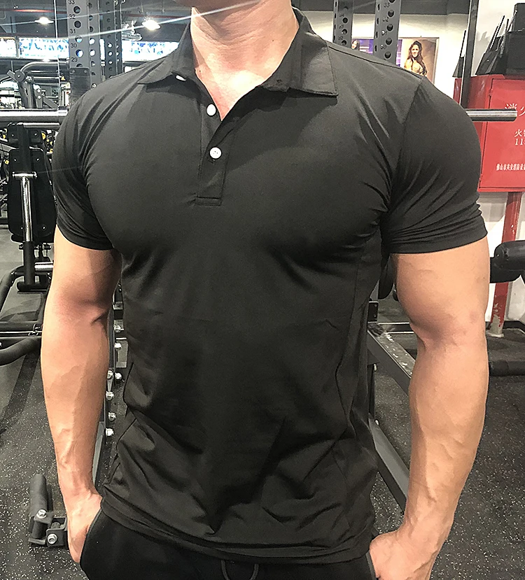 Summer Men Polo T-shirt Gym Running Training Fitness Bodybuilding Casual Sport Top Quality Cotton Short Sleeve Male Tops Tees