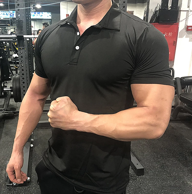 Summer Men Polo T-shirt Gym Running Training Fitness Bodybuilding Casual Sport Top Quality Cotton Short Sleeve Male Tops Tees